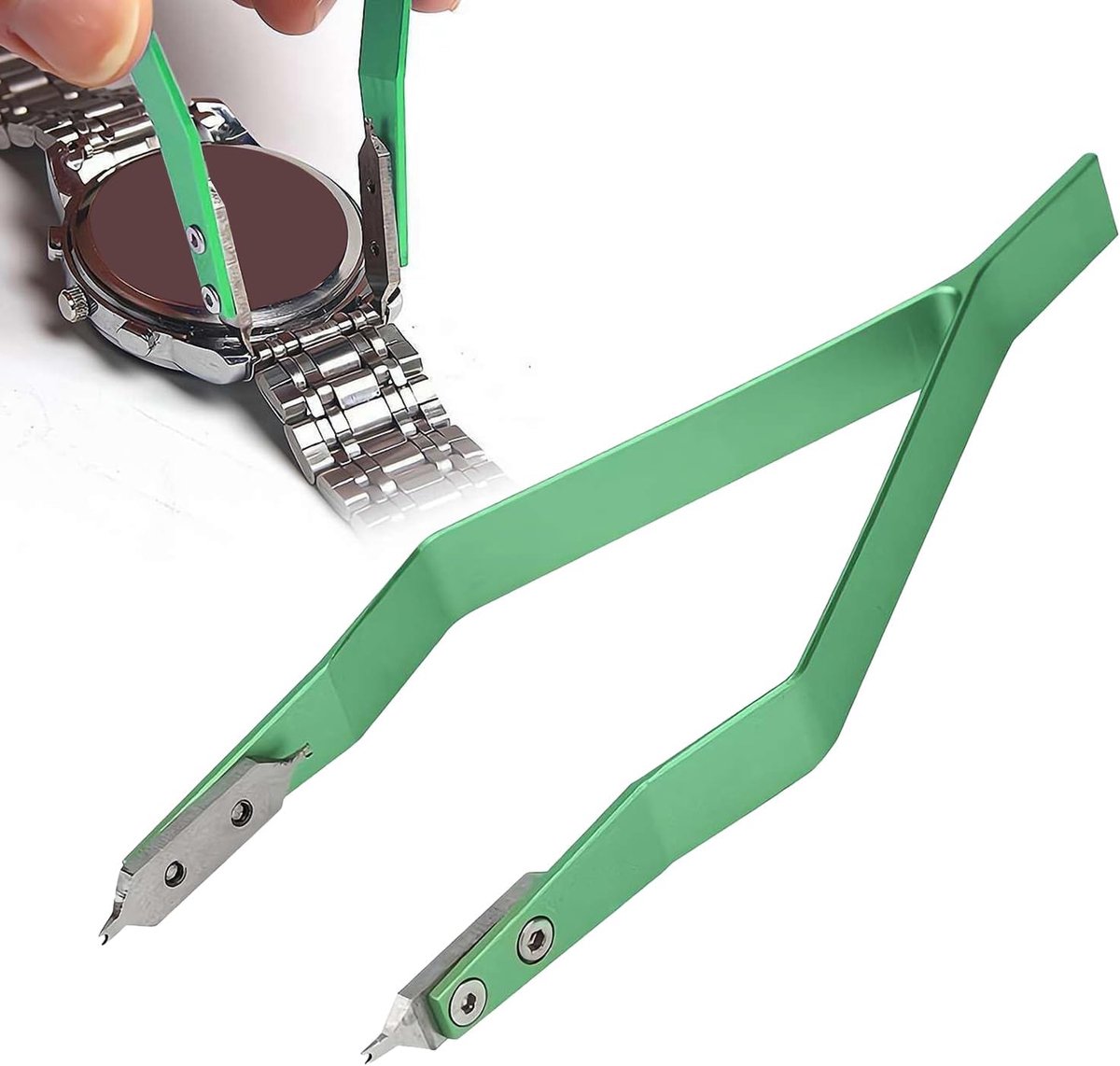 Horlogeband gereedschap - Reparatieset uurwerk - Precisiewerk horloges - V-vormige tang - 115 x 4 cm - Groen