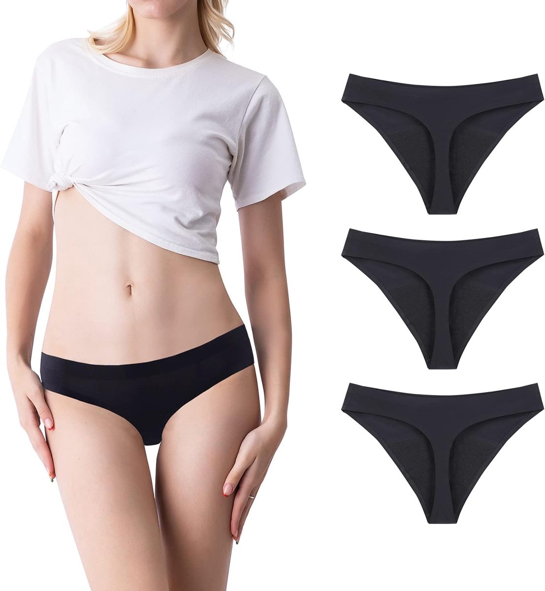 Dames Ondergoed - Comfortabele Slips - Bescherming Dagelijks - Wasbaar Herbruikbaar - Pack 3 Stuks