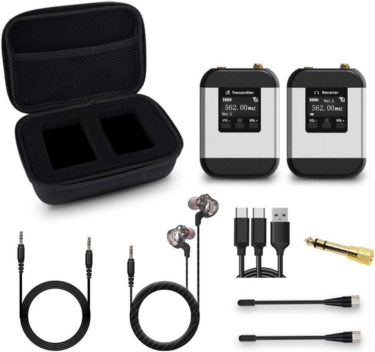 Draadloos In-Ear Systeem - Monitoring Systeem - Podium Optredens - 20 Instelbare Kanalen - 30-50 Meter Bereik - Zilver