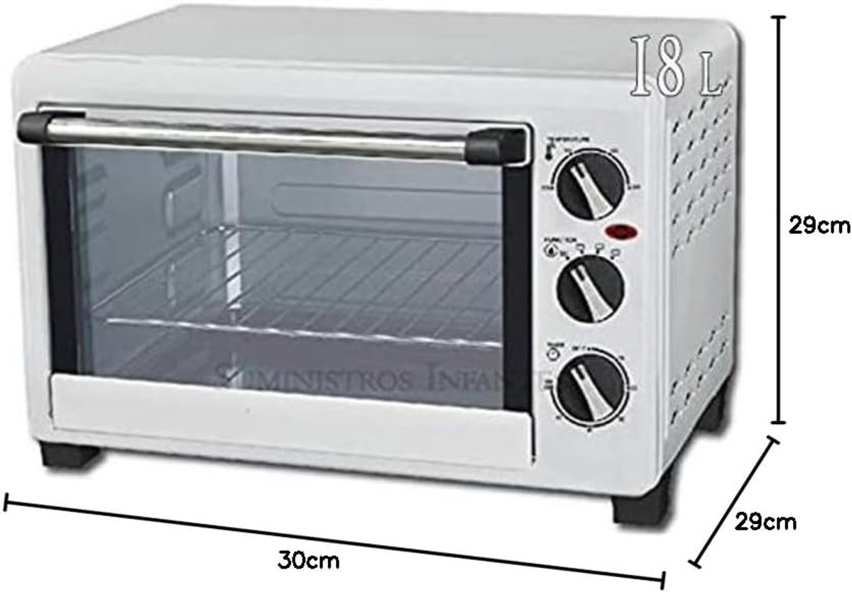 Elektrische Oven - Compacte Keukenoven - Bakken en Grillen - Roestvrij Staal - 43x30x29 cm - Wit