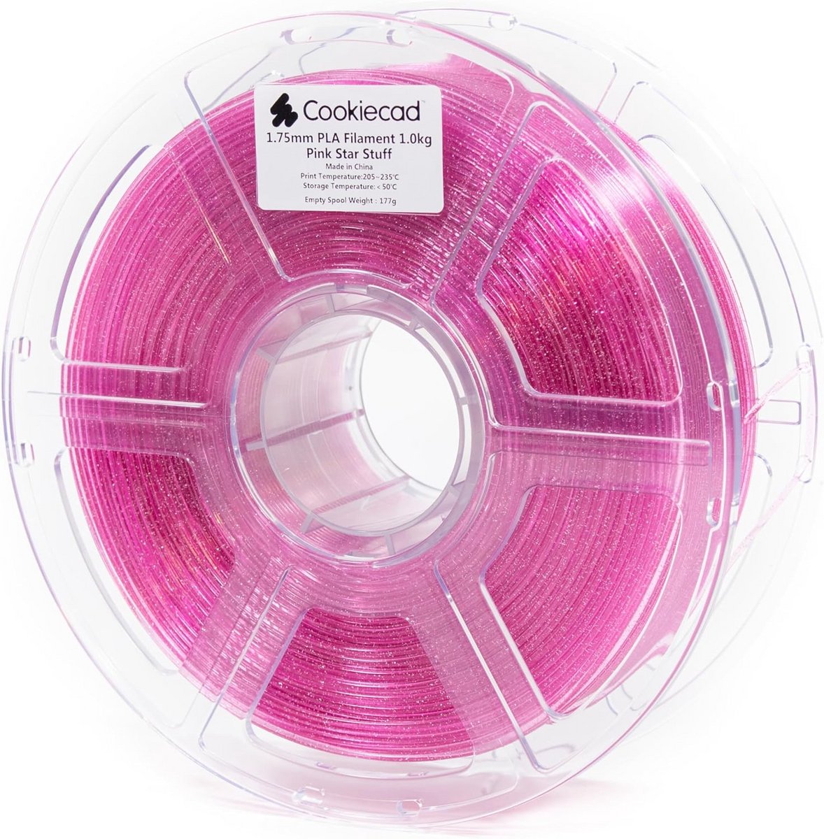 Transparant Roze Glitter PLA 3D Printer Filament 1.75mm 1kg