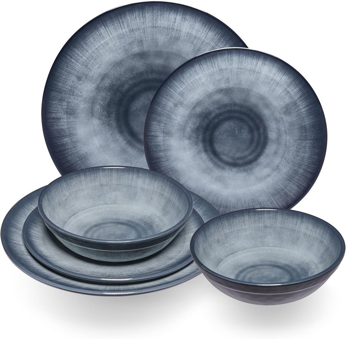 Melamine Servies Set Grijs voor 2 Personen - Lichtgewicht en Vaatwasmachinebestendig