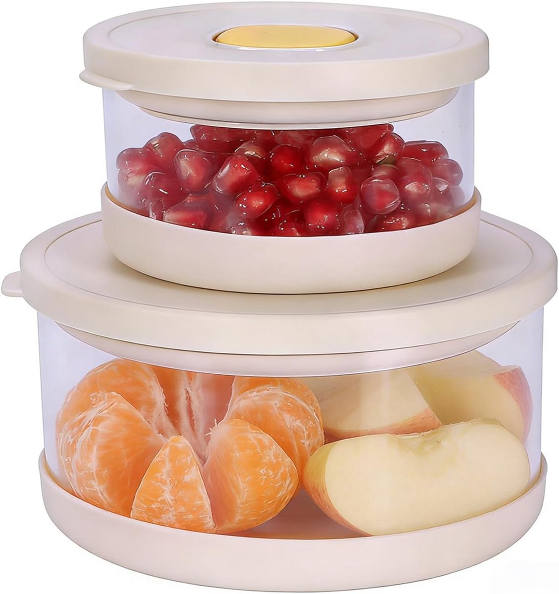 Set van 2 Glas Fruitschalen Stapelbaar met Luchtventieldeksel Opslag