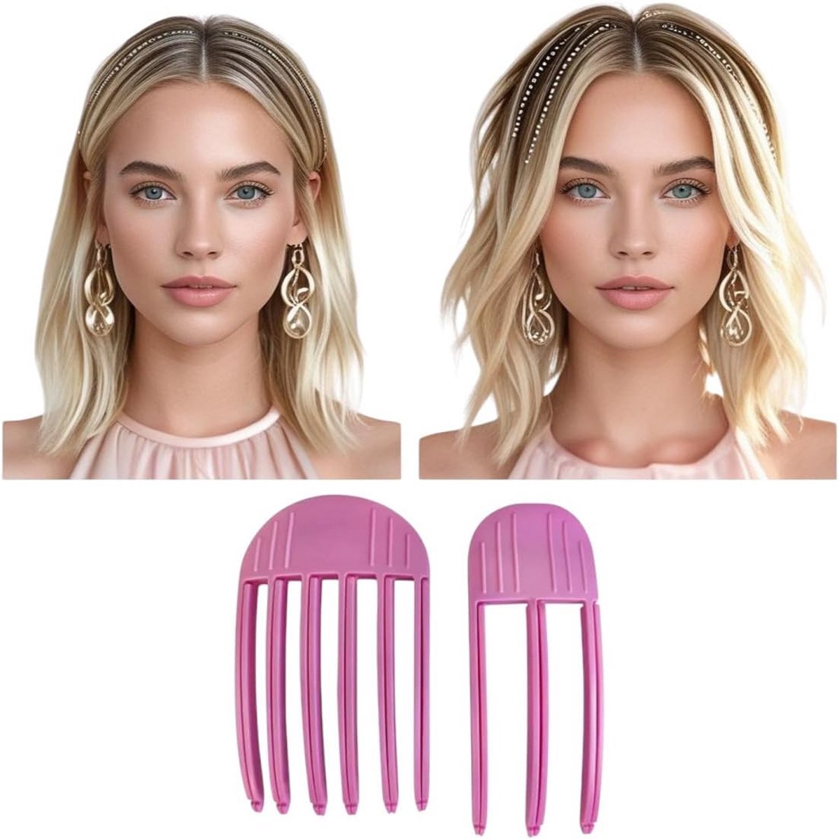 Volume Haarclip Set voor Direct Volume, 3 en 6 Tanden voor Krullend en Steil Haar