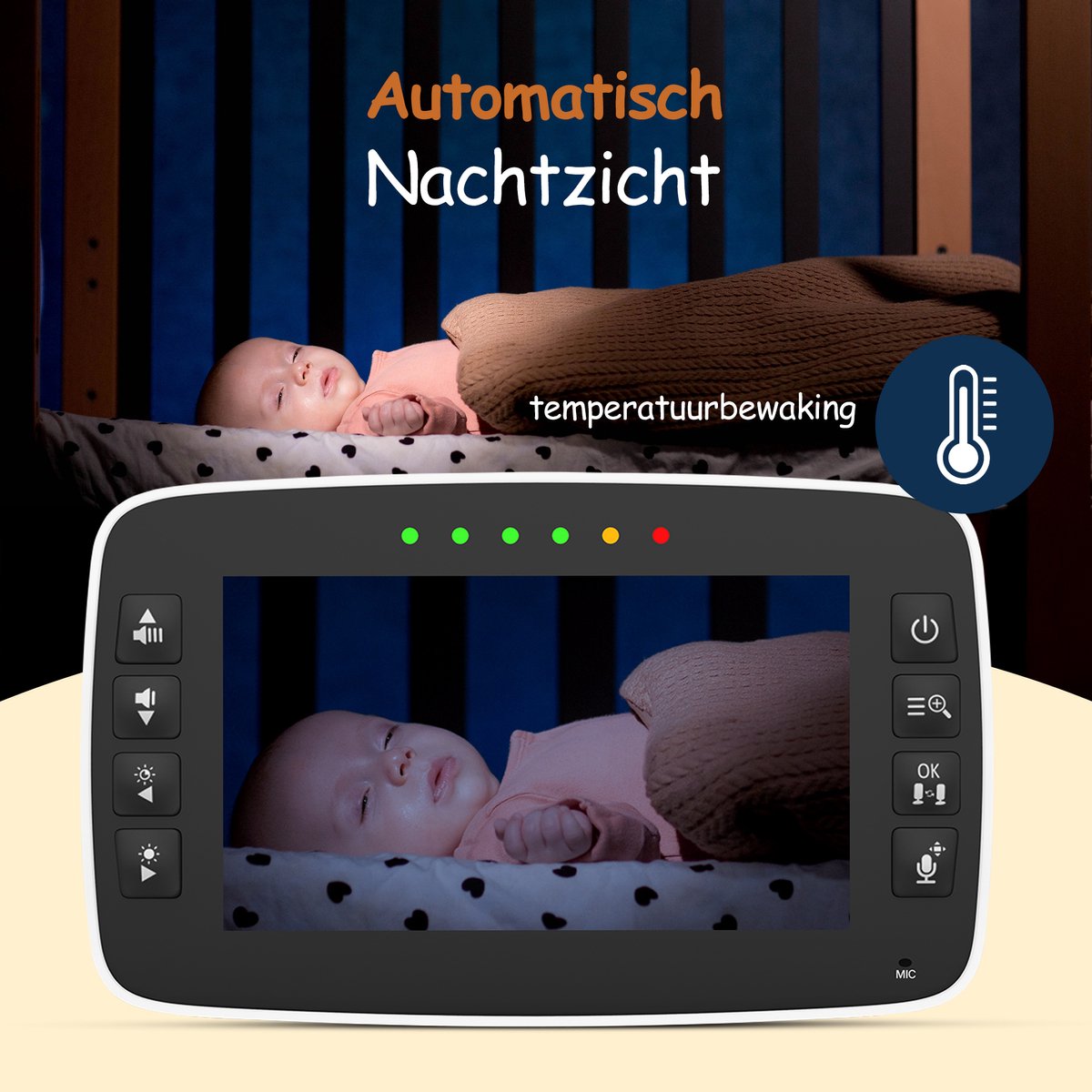 Nexino® Babyfoon met Camera – Baby Monitor - Hondencamera - Huisdiercamera - Op Afstand Bestuurbaar - Temperatuursensor - Terugspreekfunctie - Video & Audio – foto 5