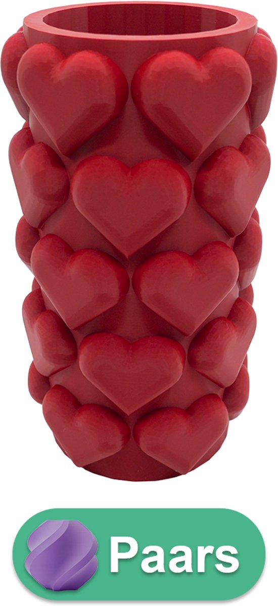 Lovora Luvé moderne vaas – Decoratieve vaas - Paars - 3d geprinte vaas – geschikt voor droogbloemen - 20CM