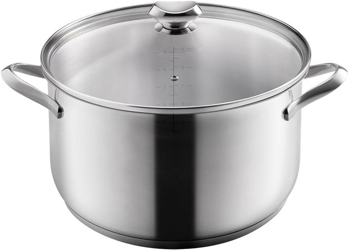 Grote Kookpan RVS 30 cm – 10,6 Liter – Geschikt voor Alle Warmtebronnen Inclusief Inductie
