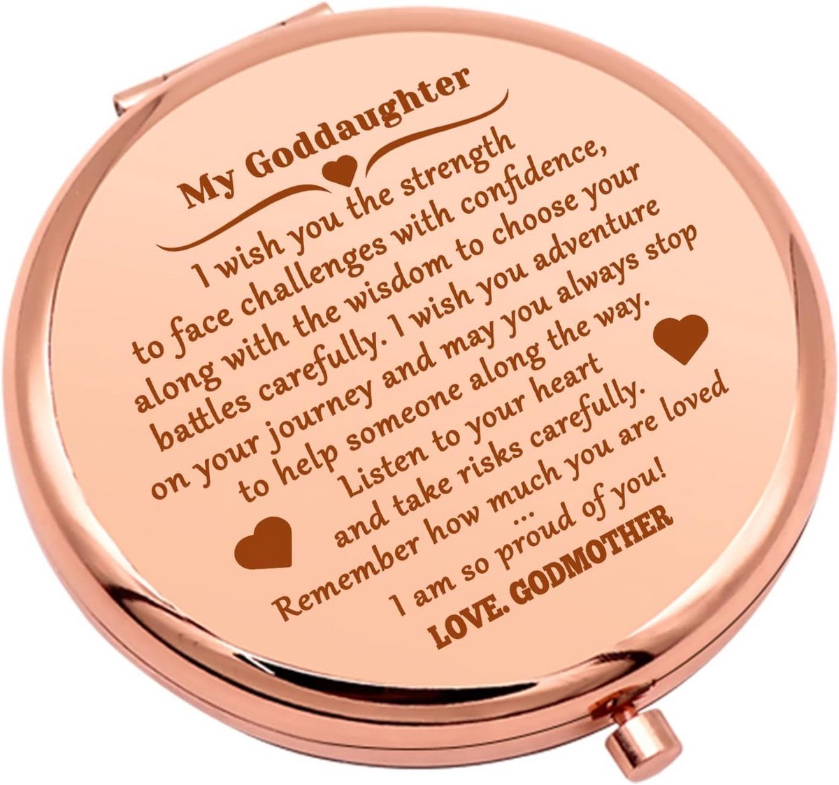 Compacte Make-up Spiegel Cadeau voor Peetdochter - Inscription en Roze Goud