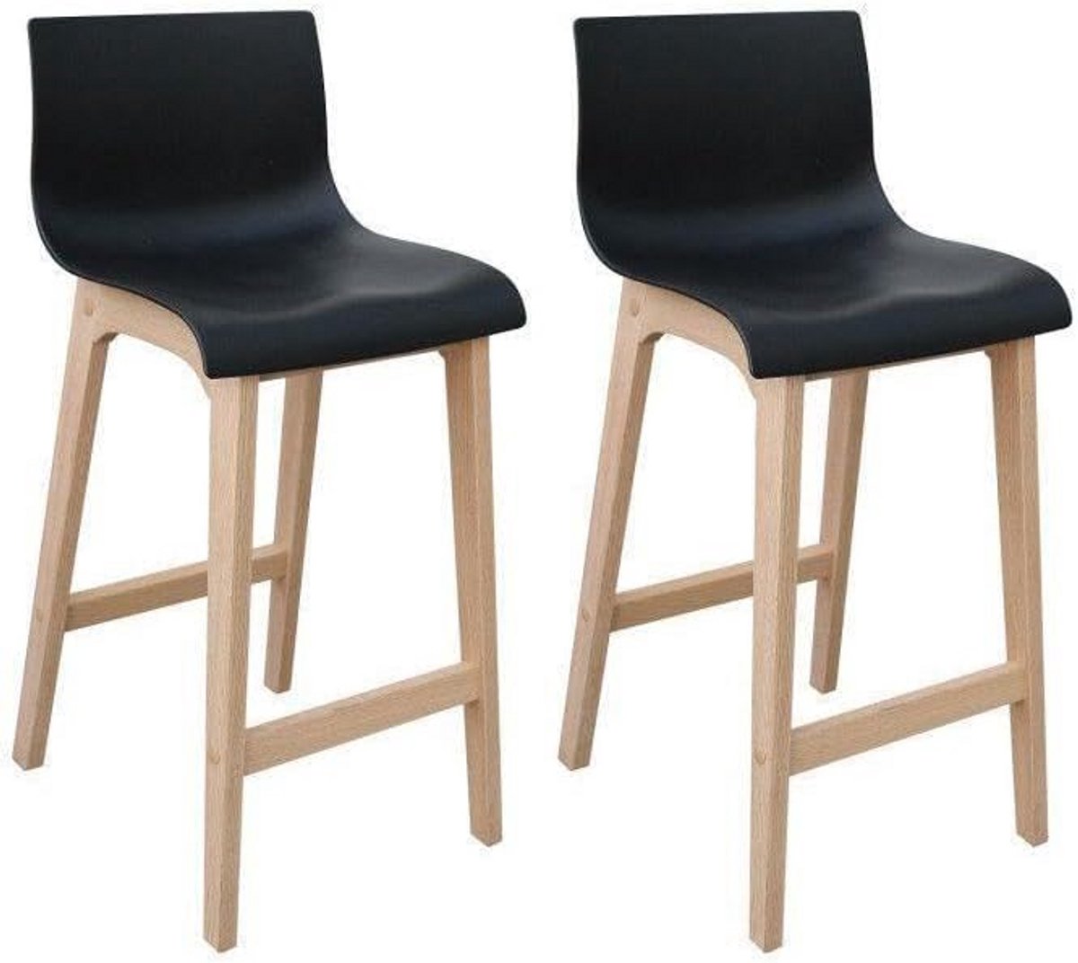 Set van 2 Barkrukken Houten Zitting Zwart 65 cm Hoog