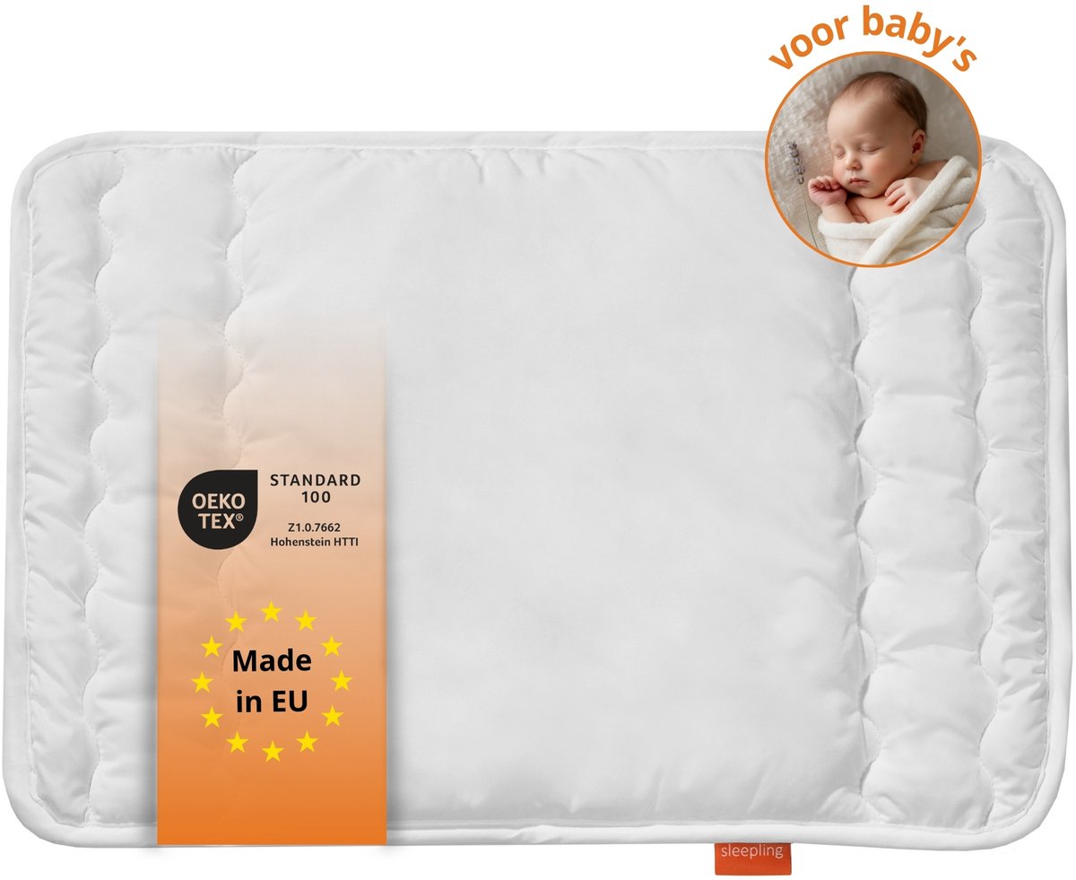Sleepling baby babykussen kinderkussen plat kussen 40 x 60 cm, wit