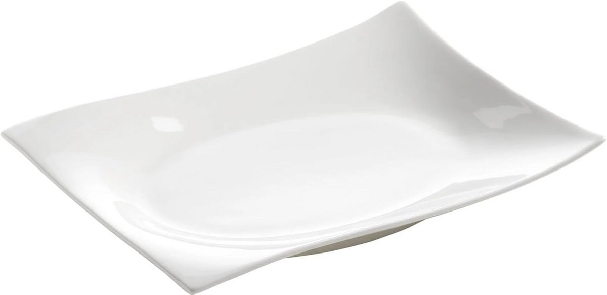 Elegante Servies Rechthoekige Porseleinen Serveerplank Wit