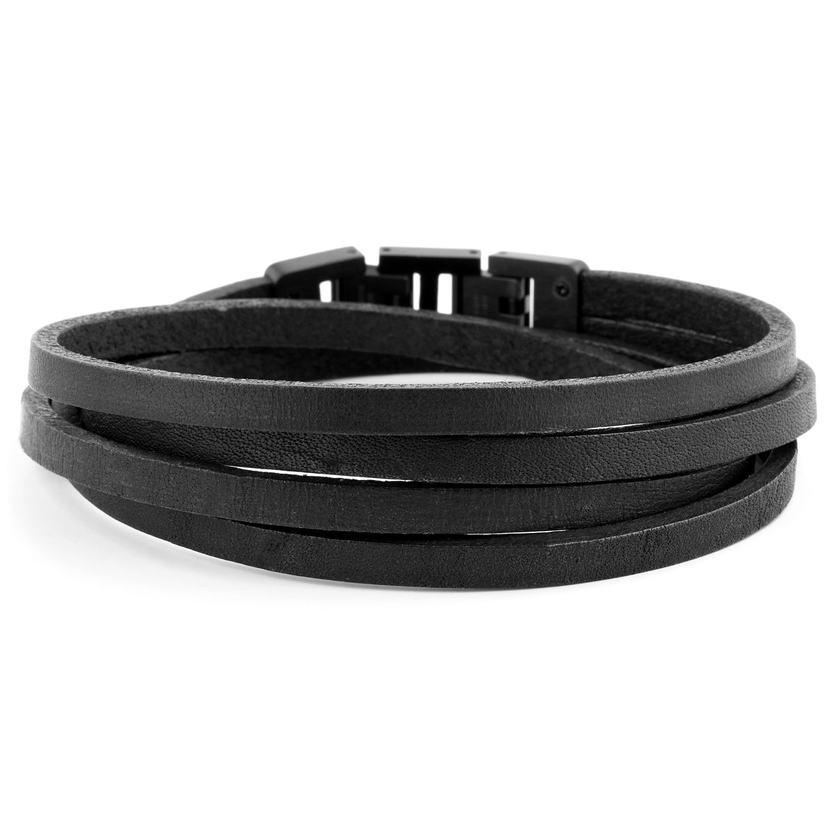 Donkerkleurige & Zwarte Roy Dubbele Leren Armband