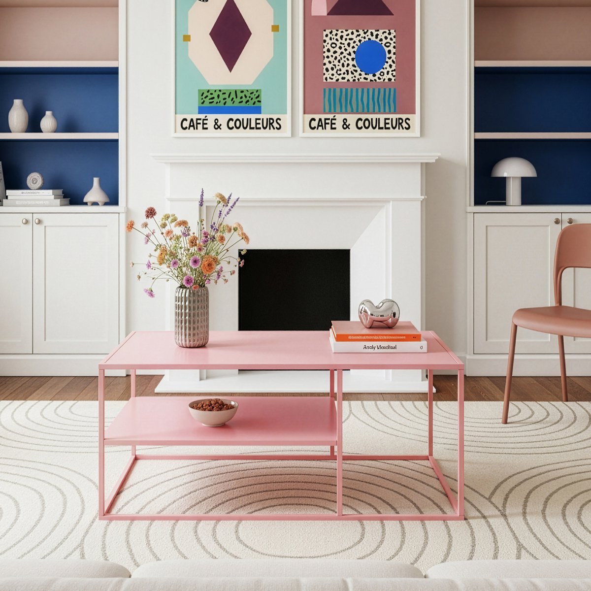 en.casa] Salontafel Solund bijzettafel metalen tafel met opbergruimte rechthoekig 45x90x60 cm oranje