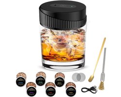 Electric Cocktail Smoker Kit - Oplaadbare Whiskey Rookdoos met 6 Aroma Hout Chips - Voor Drankjes en Bourbon