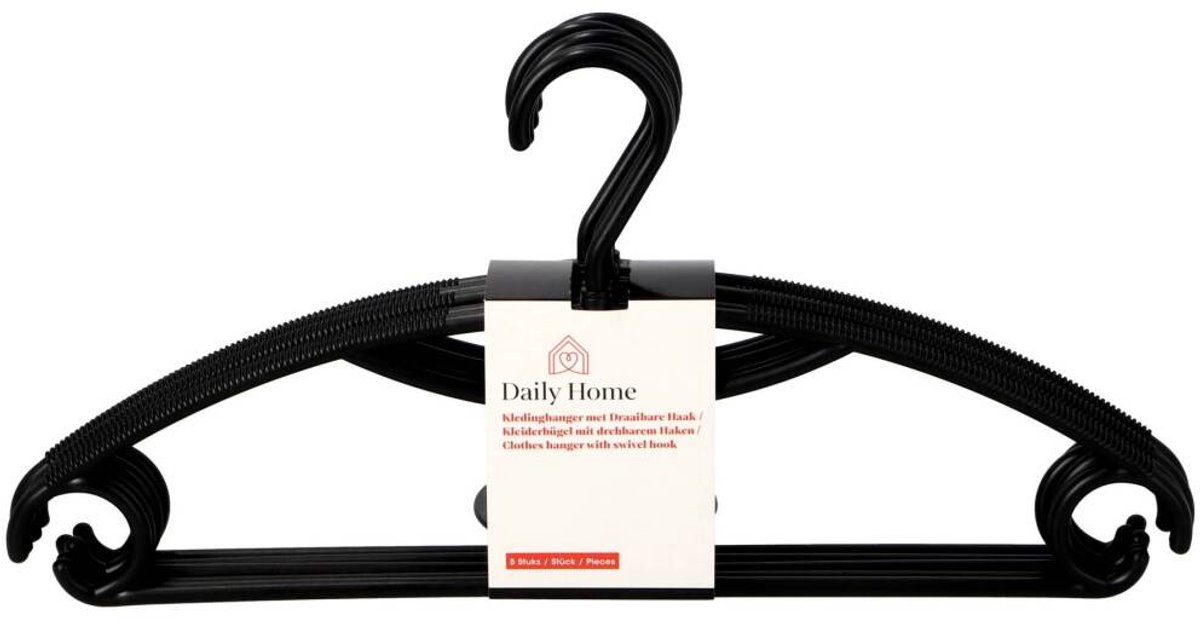 Daily Home Plastic Kledinghangers 5 Stuks Zwart