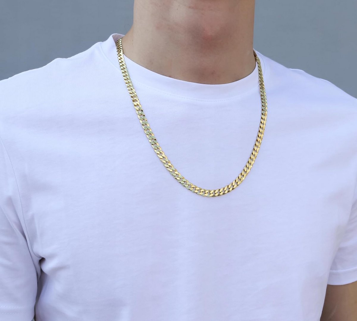 Gouden Herenketting 14k Vermeil 925 Zilveren Ankerketting Breed 60 cm