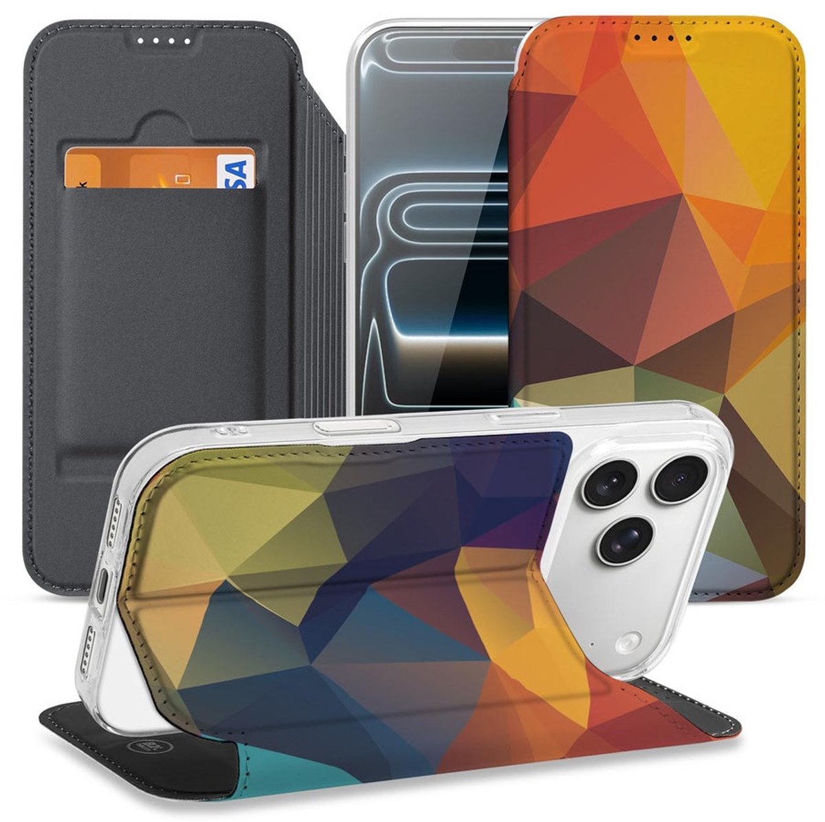 Book Wallet Case Apple iPhone 17 Pro Max Polygon Color