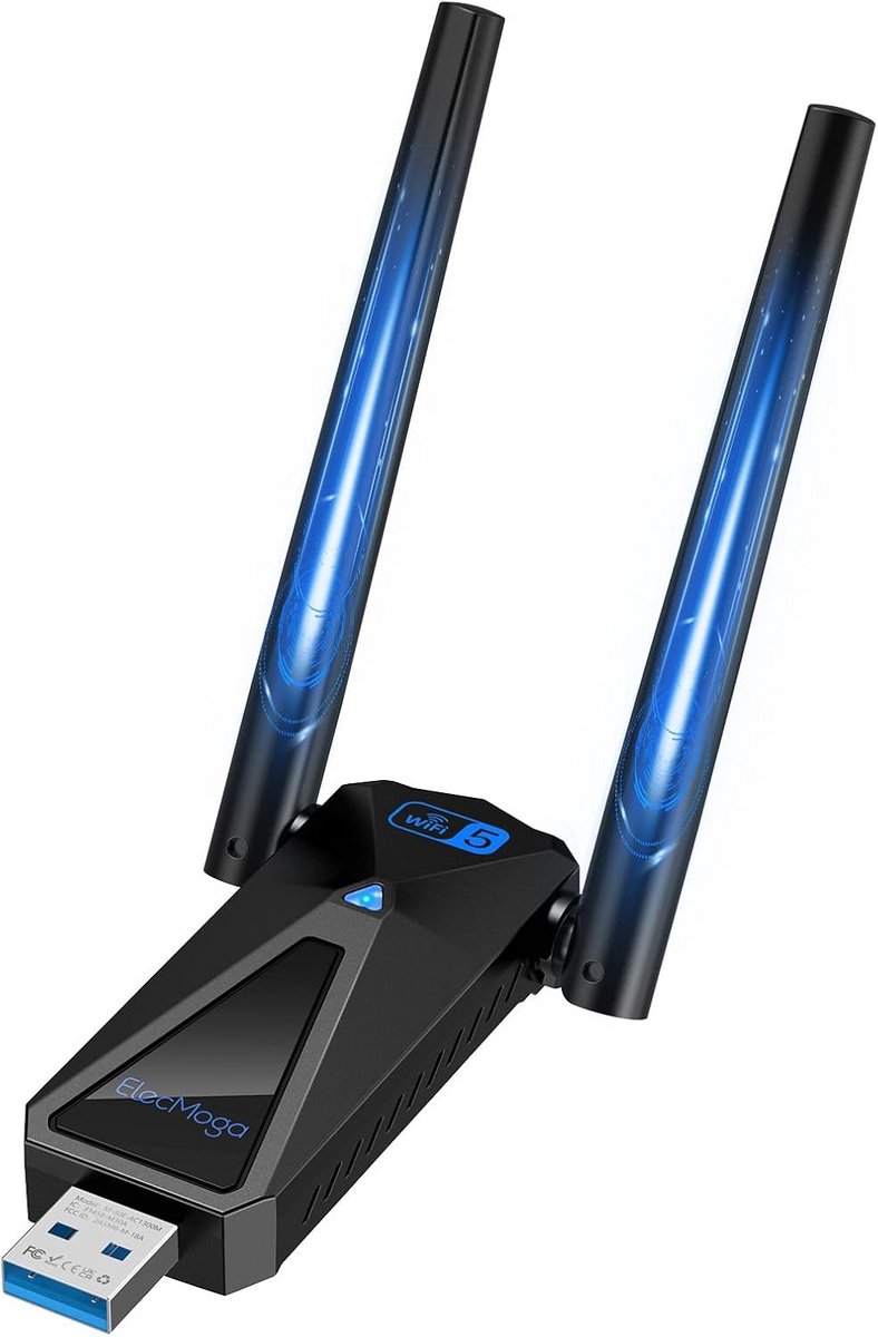 Snelle 1300 Mbps Dual-Band USB Wifi-Adapter met Hoge Gain Antennes