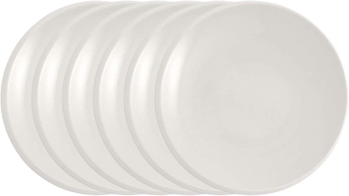 Set van 6 Witte Ontbijtborden Keramiek 24 cm voor Brunch en Taart