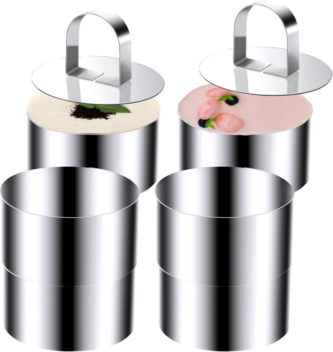 RVS Ronde Bakringen Set (6 Stuks) voor Taart, Mousse en Gebak - Inclusief Punchen