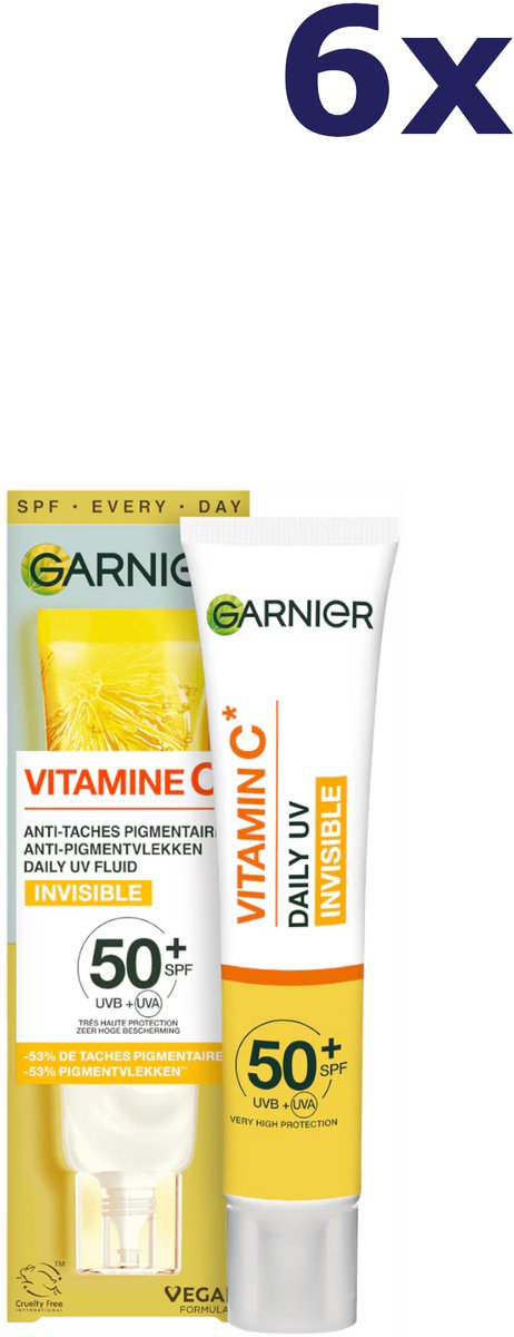 6x Garnier SkinActive UV Fluid Daily 40ml Vitamine C Invisible
