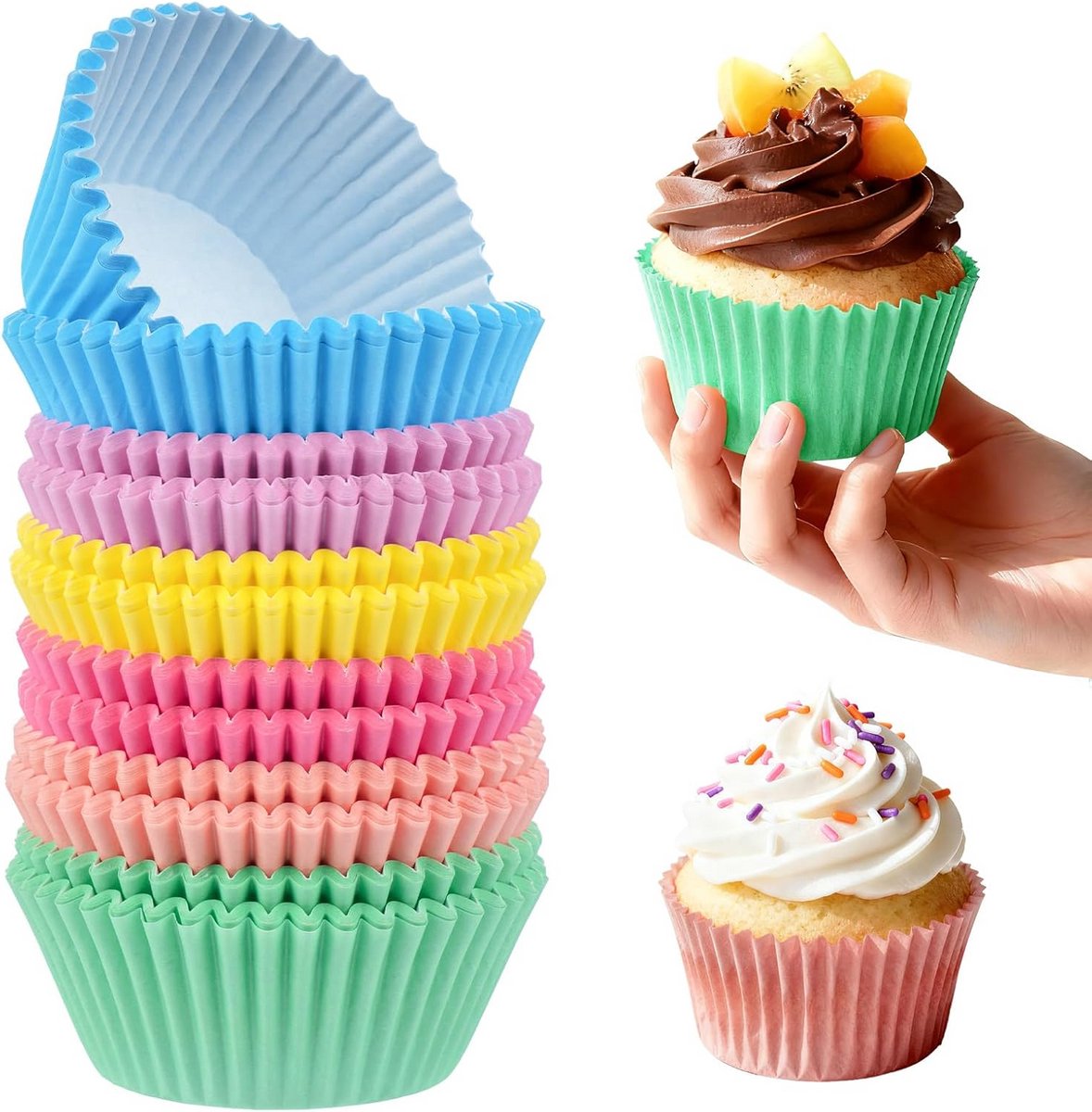 200 Papieren Cupcake en Muffinvormpjes - Anti-Aanbak & Ovenbestendig