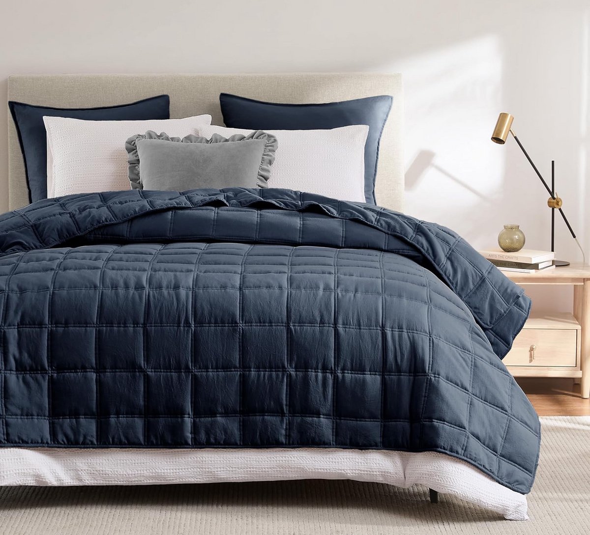 Microvezel Sprei - Woondeken Knuffeldeken - Bed en Bank - Zacht en Ademend - 200x220 cm - Blauw