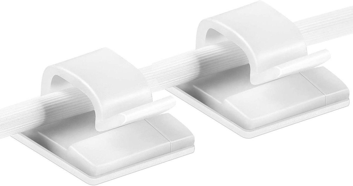 100 Stuks Zelfklevende Kabel Clips - Kabelmanagement Beugel voor Elektrische Draden - Draad Organisator - Plastic Clip voor Beveiligen Kabels