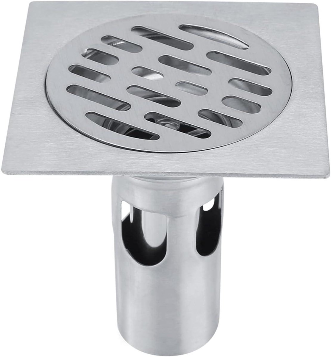 Vloerafvoerfilter voor badkamer en keuken, roestvrij staal, vierkant 10x10cm