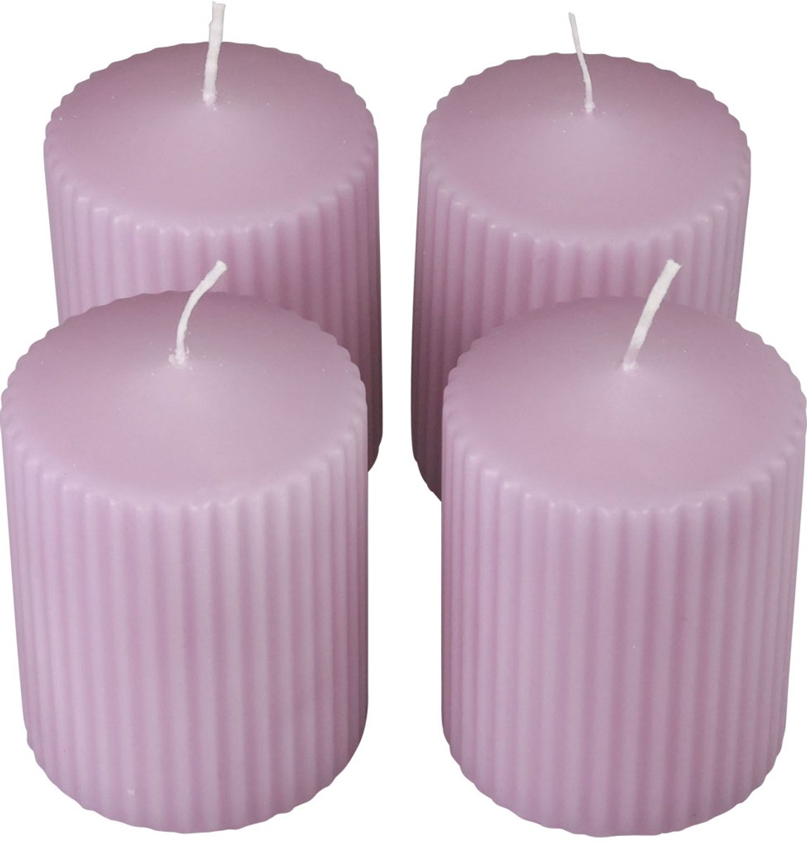 Wenzel Kerzen Stompkaarsen lila groefkaarsen decoratie 70/90mm 4 st Paars