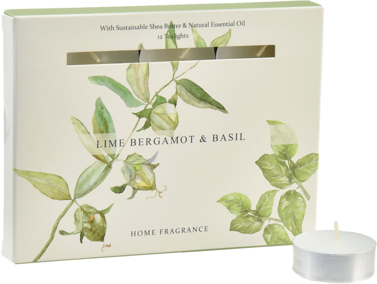 Geurkaarsen limoen bergamot basilicum Ø3,5cm 12 st, 12 Stück