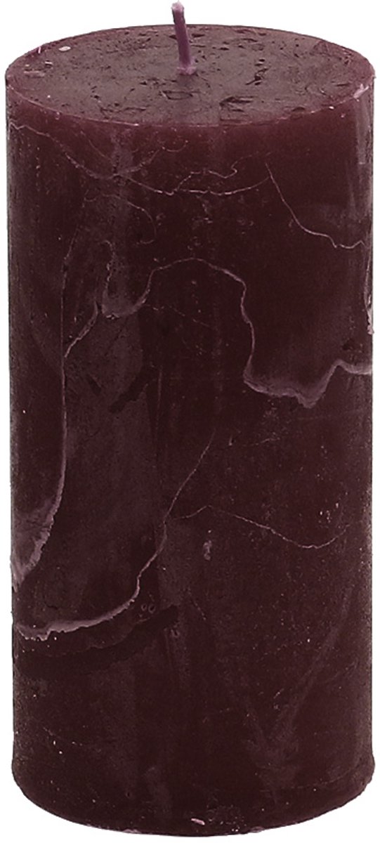 Viana Effen gekleurde kaarsen bordeaux 50x100mm 4st, 4 Stück Rood