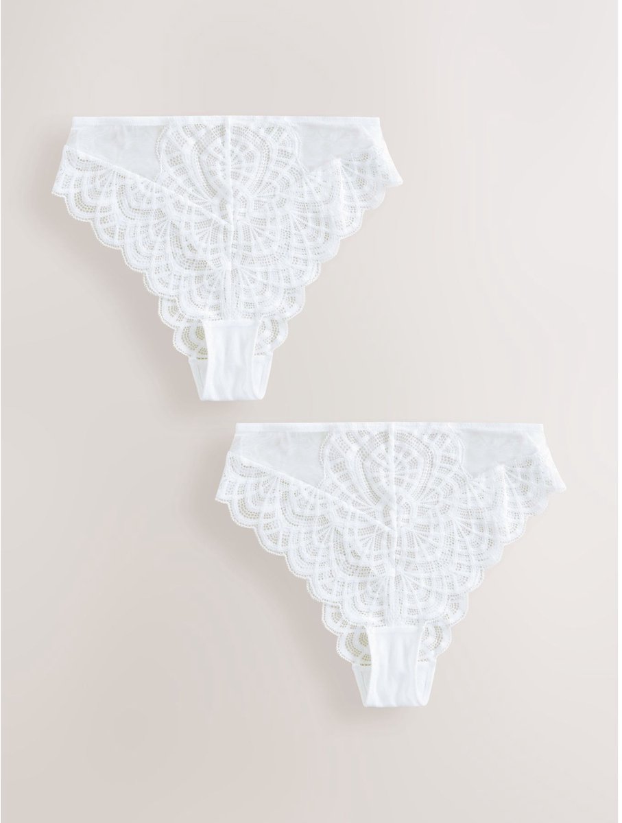 Next - Dames - Set van 2 kanten slips - Wit