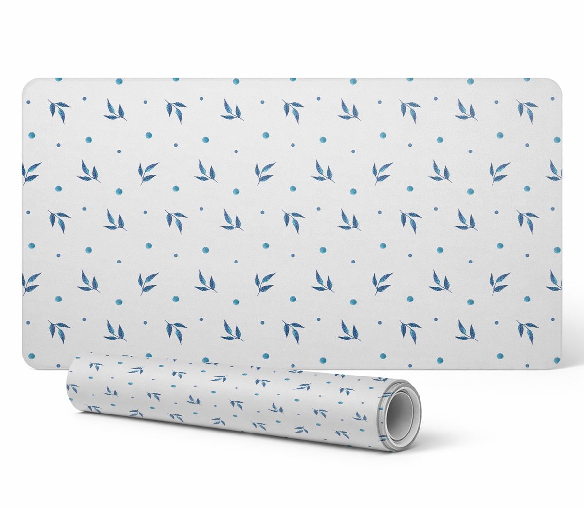 Decoratieve tafelmat met hoogwaardige print van bladeren en stippen, 100x50 cm