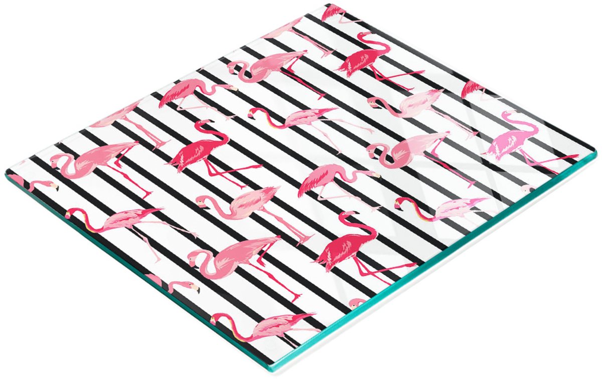 Glazen serveerplank met flamingostrepen, 60x52 cm