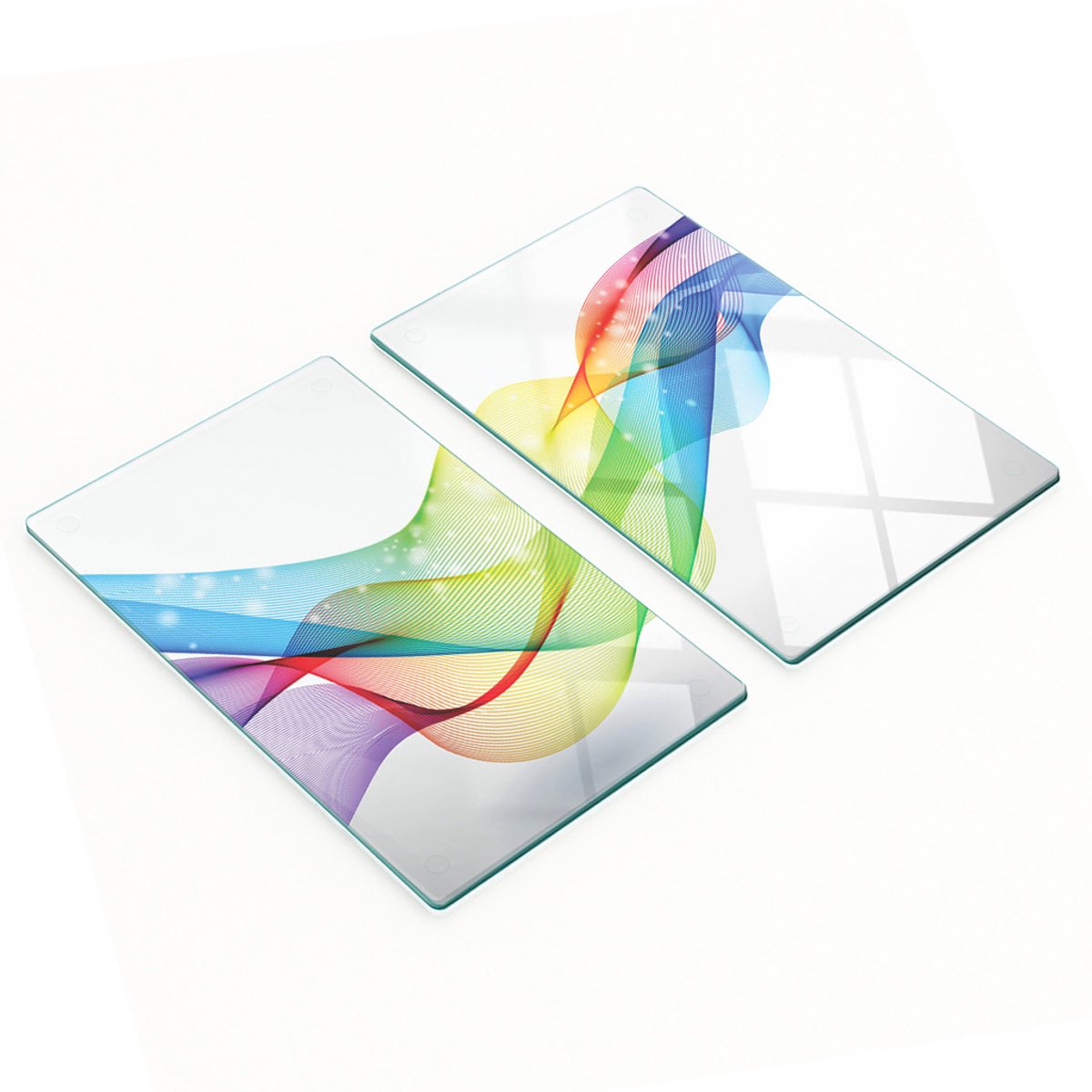 Duurzame en stijlvolle glazen borden met een abstract golfpatroon, 2x30x52 cm