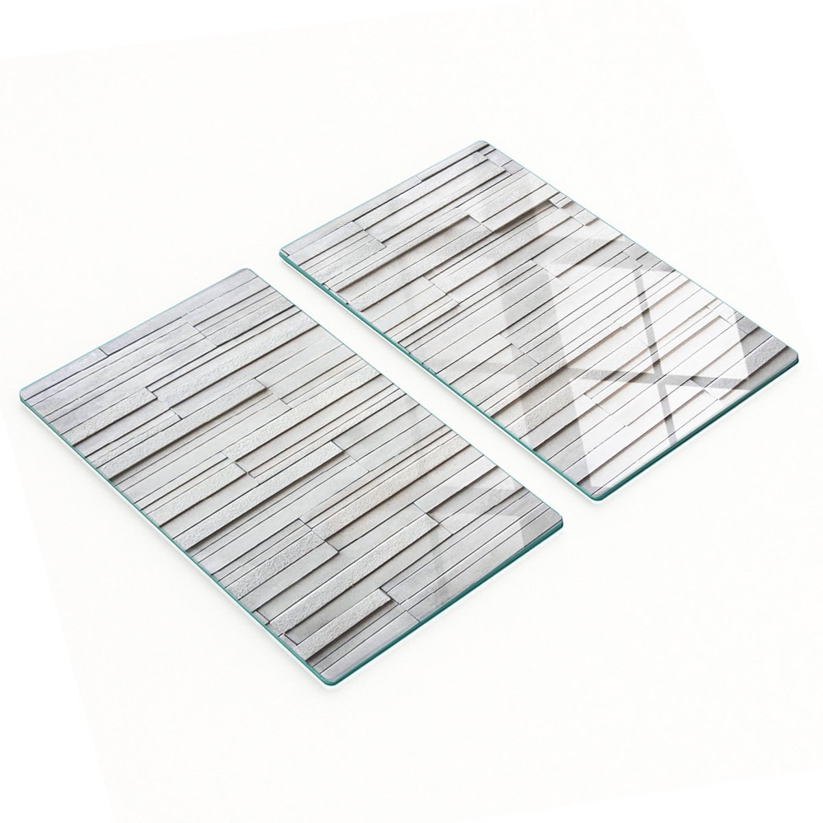 Decoratieve glazen snijplanken voor in de keuken, met steenmotief, wit, 2x30x52 cm
