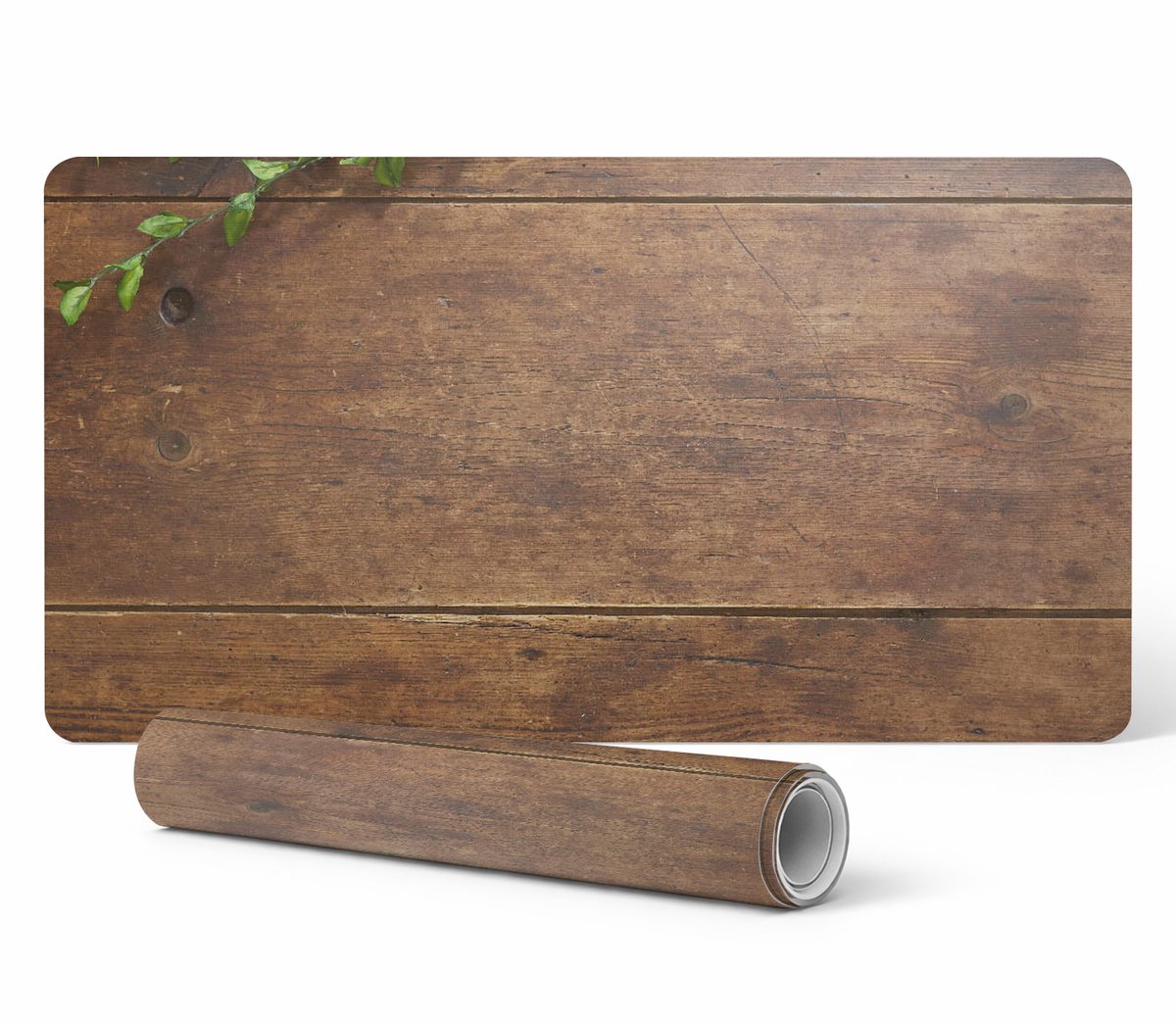 Moderne vinyl toetsenbordmat met houten blad, 90x45 cm