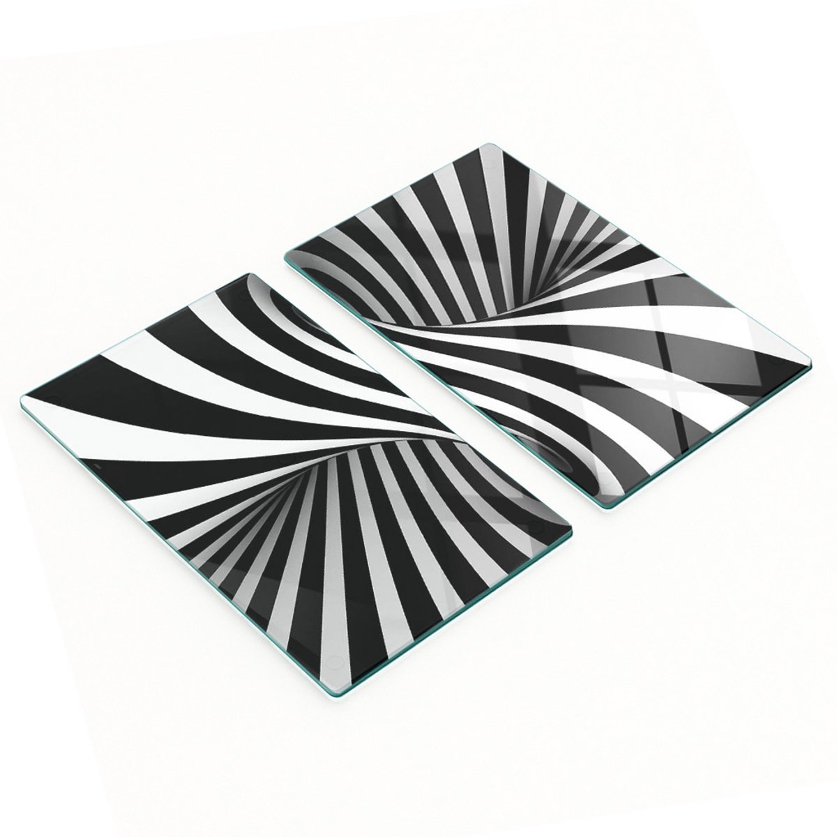 Duurzame en stijlvolle glazen borden met een abstract wervelpatroon, 2x30x52 cm