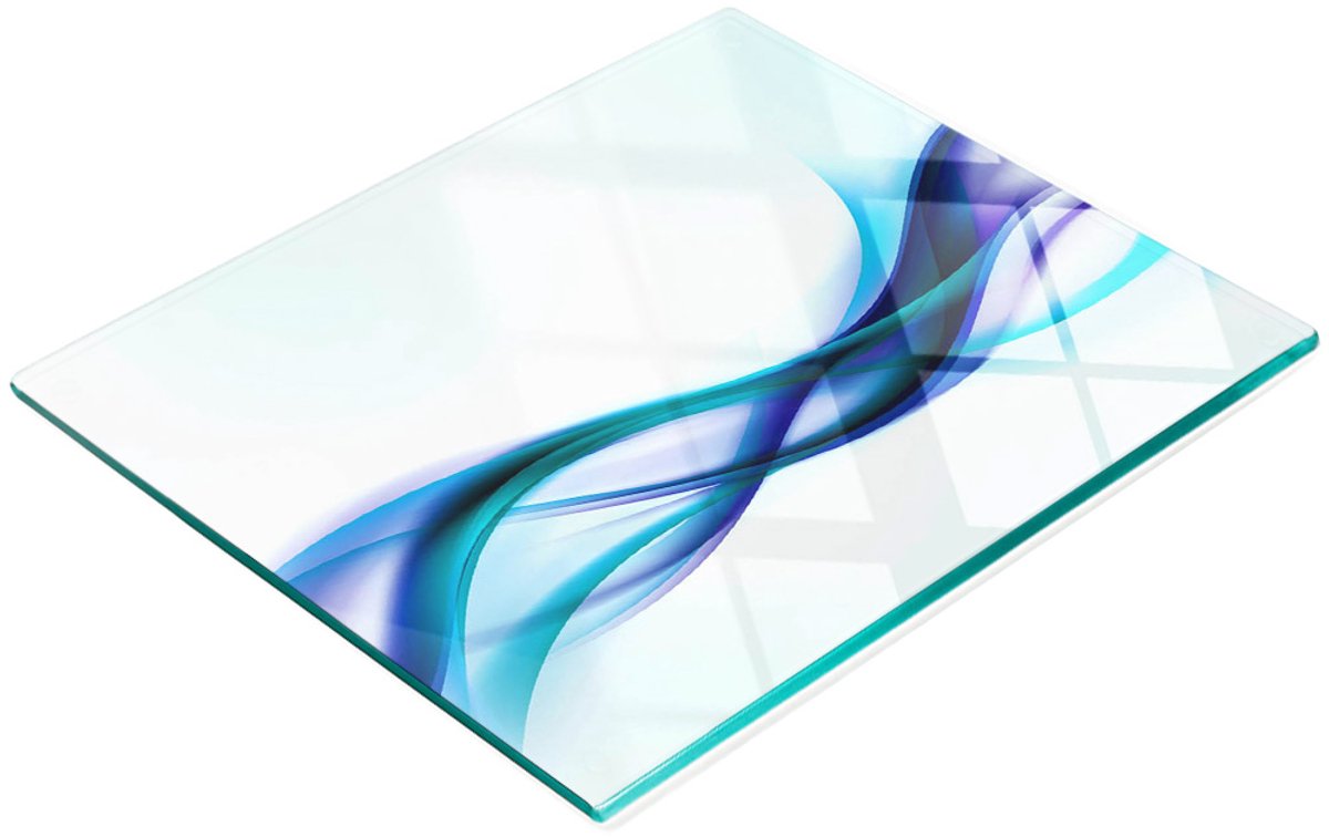 Decoratieve glazen snij- en serveerplank, abstracte golven, 60x52 cm