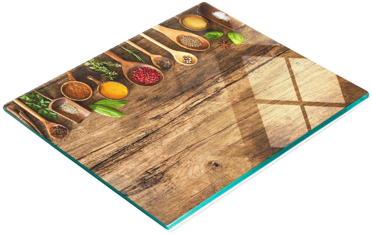 Decoratieve glazen snij- en serveerplank voor kruiden en hout, 60x52 cm