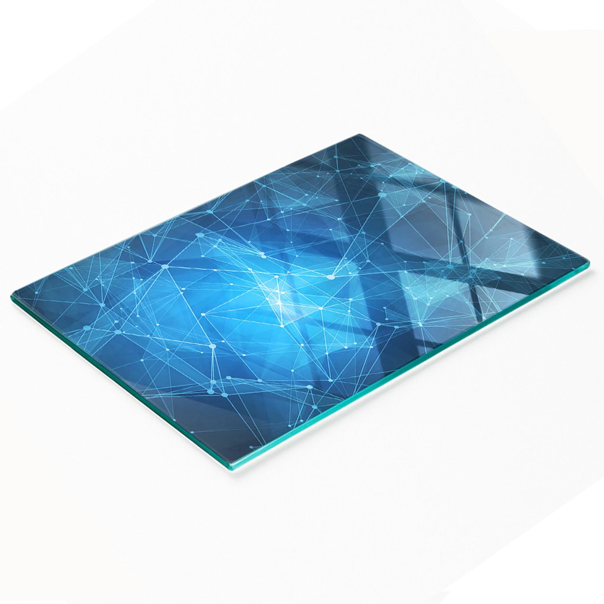 Decoratieve glazen snijplank met blauwe lijnen, 80x52 cm