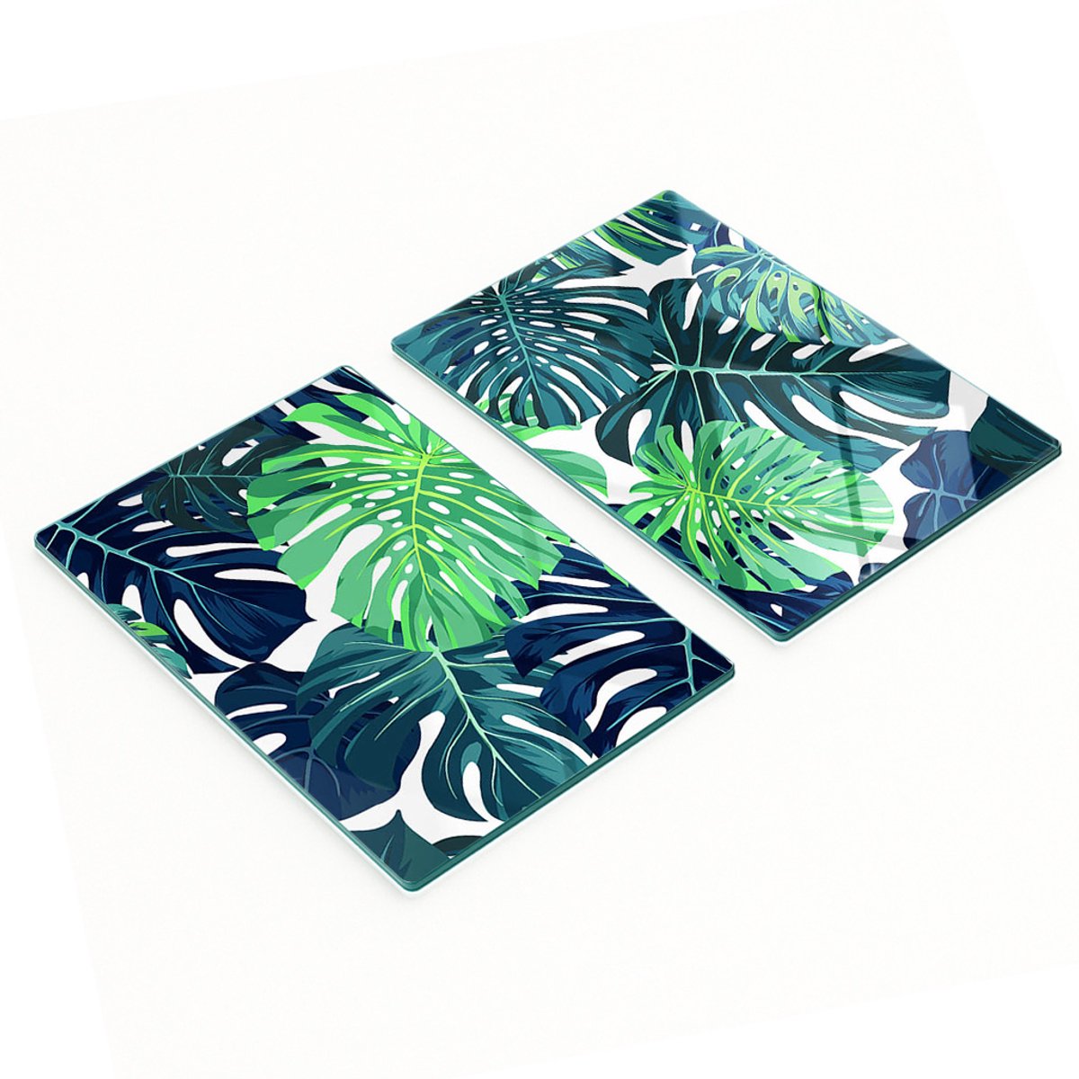 Multifunctionele decoratieve glazen borden met tropische bladeren, 2x40x52 cm