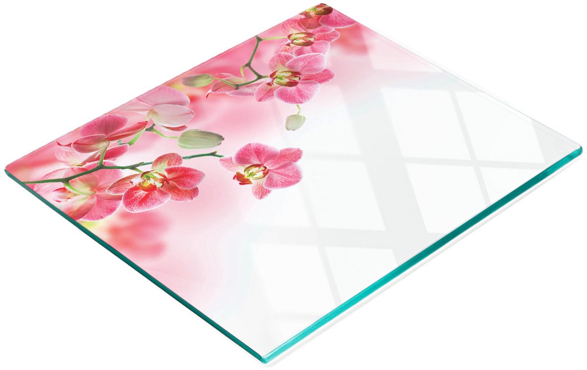 Duurzaam en stijlvol glazen bord met tropisch orchideeënpatroon 60x52 cm