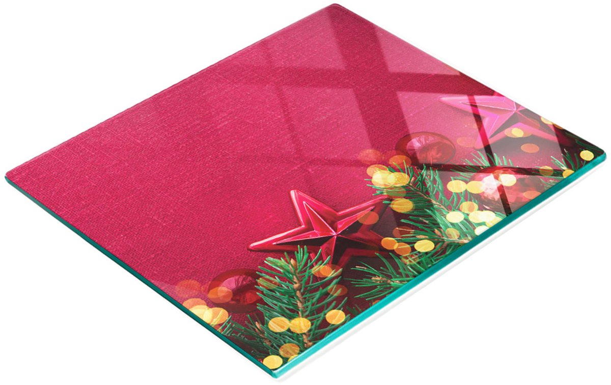 Decoratieve glazen snij- en serveerplank Kerstmis 60x52 cm