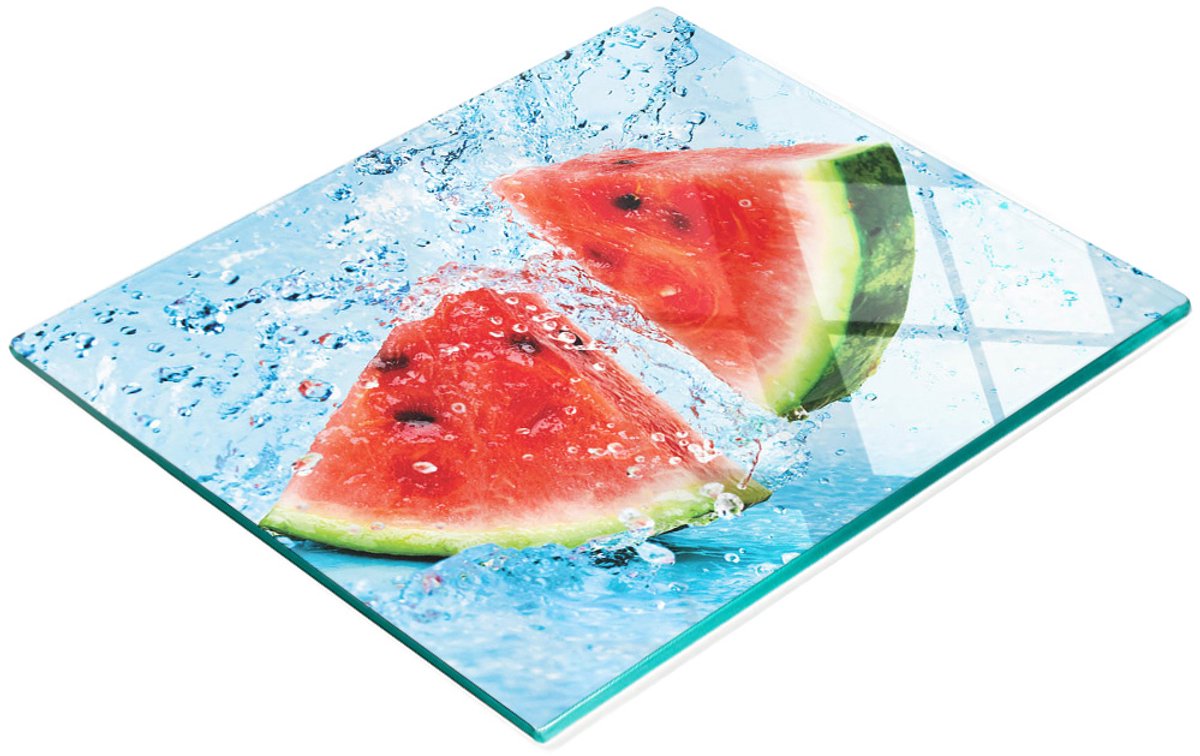 Decoratieve snijplank van gehard glas met watermeloenmotief, 60x52 cm