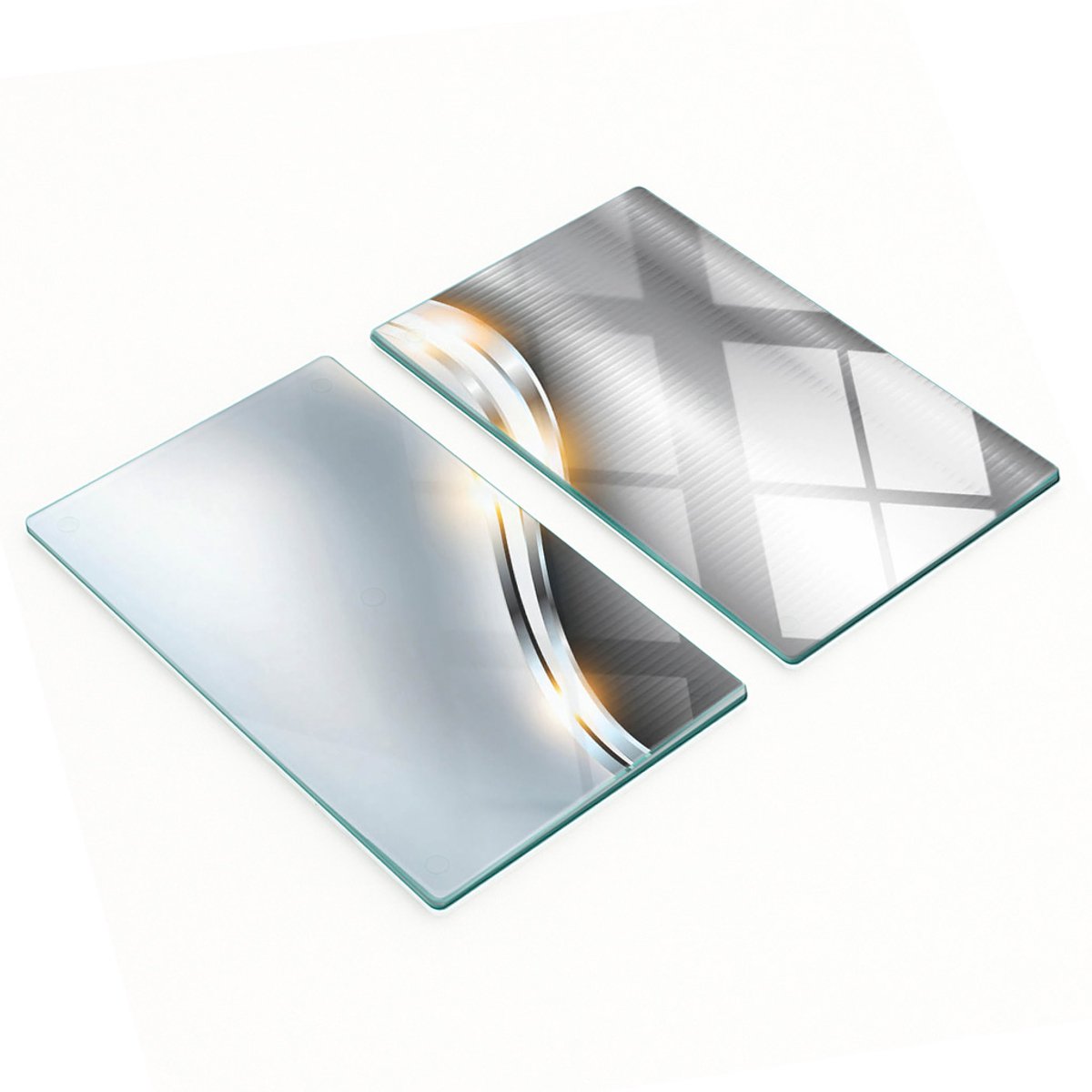 Keukenplanken van gehard glas met decoratieve grafische textuur, 2x30x52 cm
