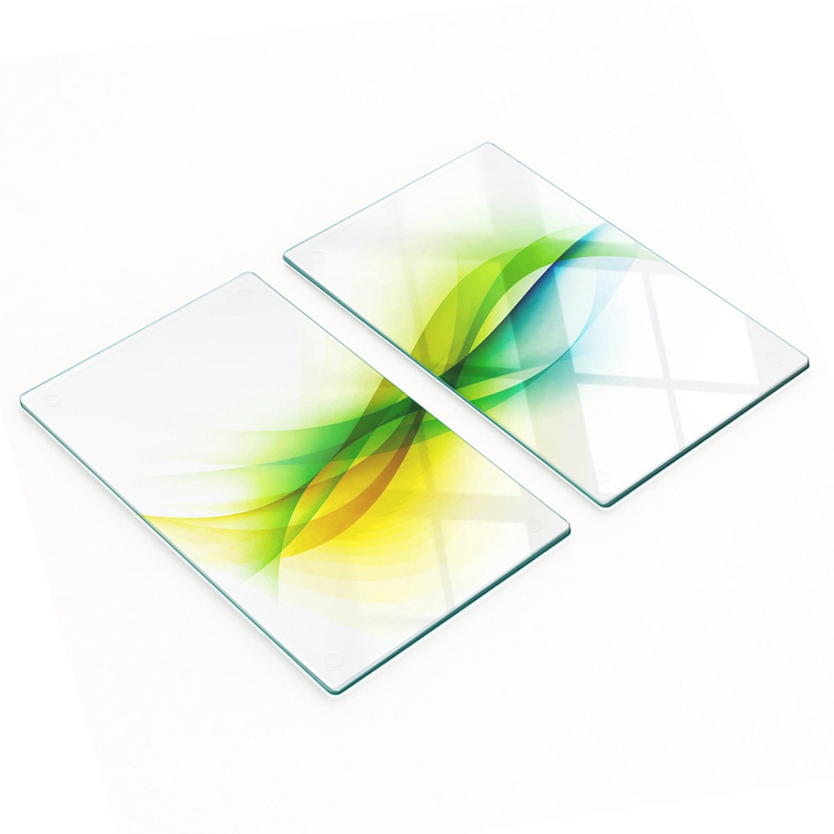 Decoratieve snijplanken van gehard glas met abstract golfmotief, 2x30x52 cm