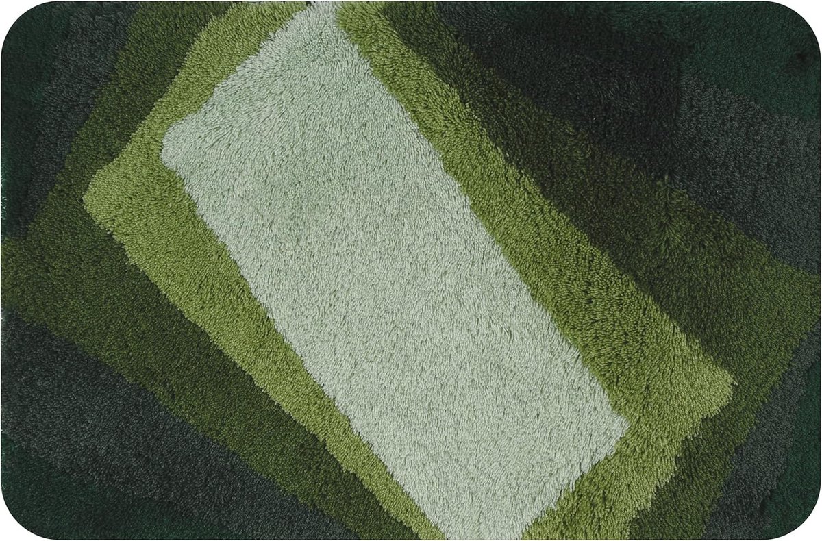 Hoogpolige antislip badmat geschikt voor vloerverwarming 50x70 cm Groen