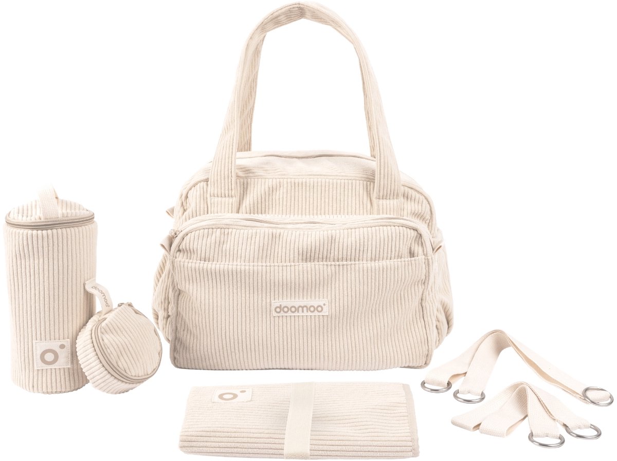 doomoo Fluffy - Luiertas - Zacht en ruim - Multifunctioneel - Comfortabel - Corduroy Sand